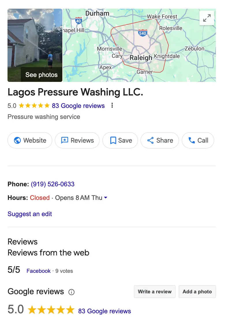 Lagos Pressure Washing on Google